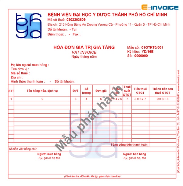 Bệnh viện Đại Học Y Dược Thành Phố Hồ Chí Minh triển khai sử dụng thành công hóa đơn điện tử E-Invoice